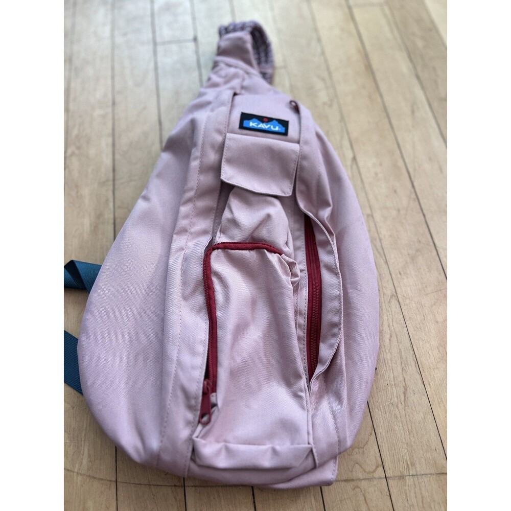 KAVU Crossbody Rope Sling Bag Backpack Adjustable Cotton Pink Teal Blush